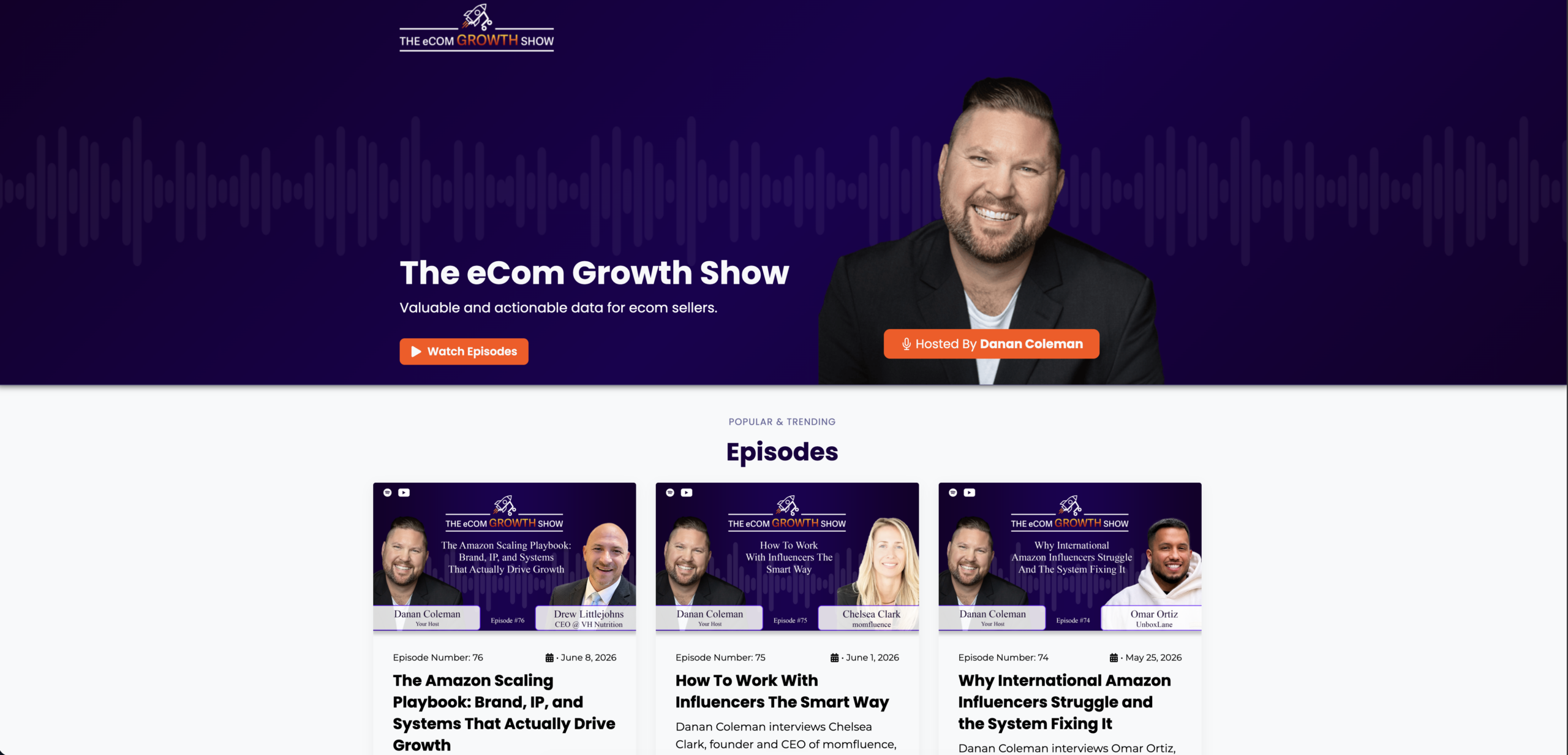 The eCom Growth Show eCommerce Podcast hosted by Danan Coleman